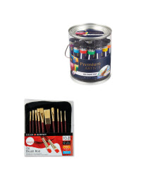 Oil Paint Brushes & Painters Pot