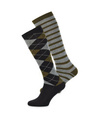 Olive Diamond Long Boot Socks 2 Pack