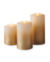 Gold Ombre Flicker Candles 3 Pack