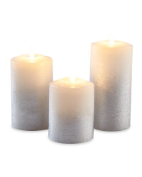 Silver Ombre Flicker Candles 3 Pack