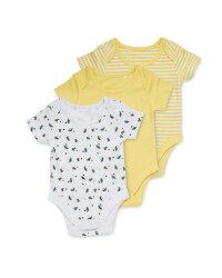 Organic Yellow Baby Bodysuits 3 Pack