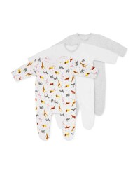 Safari Baby Sleepsuits 3 Pack