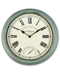 Outdoor Wall Clock & Thermometer - Green