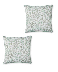 Outdoor Floral Green Cushions 2 Pack