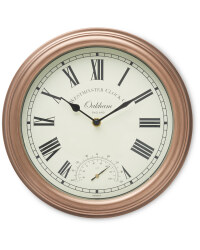 Outdoor Wall Clock & Thermometer - Copper