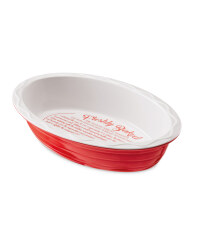 Oval Bakeware with Printed Recipes - Red