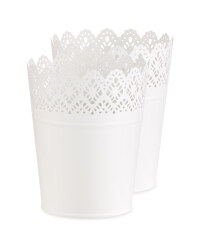 Large Oval White Flower Pots 2 Pack