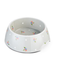 Large Grey Floral Pet Bowl