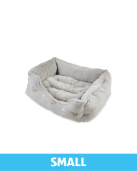 Small Floral Plush Pet Bed - Grey