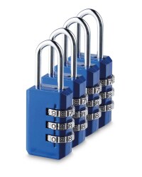 Combination Padlock 4-Pack - Blue