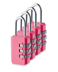 Combination Padlock 4-Pack - Pink