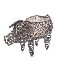 Pig Rattan Animal Planter - Chestnut