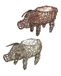 Pig Rattan Effect Animal Planter
