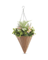 Artificial Pink & White Basket