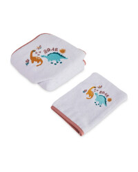 Pink Dinosaur Hooded Baby Towel/Mitt