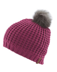 Pink Faux Fur Pompom Hat