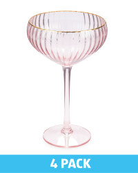 Pink Rib Champagne Saucers 4 Pack