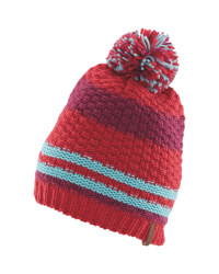 Multicoloured Striped Pompom Hat