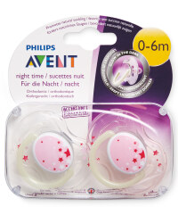 Pink/White 0-6m Glow Soothers 2 Pack