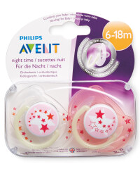 Pink/White 6-18m Glow Soother 2 Pack