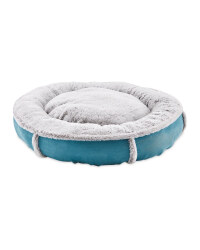 Plush Teal Donut Pet Bed