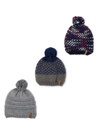 Pompom Fleece Lined Knitted Hat