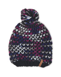 Pompom Fleece Lined Knitted Hat - Gradient