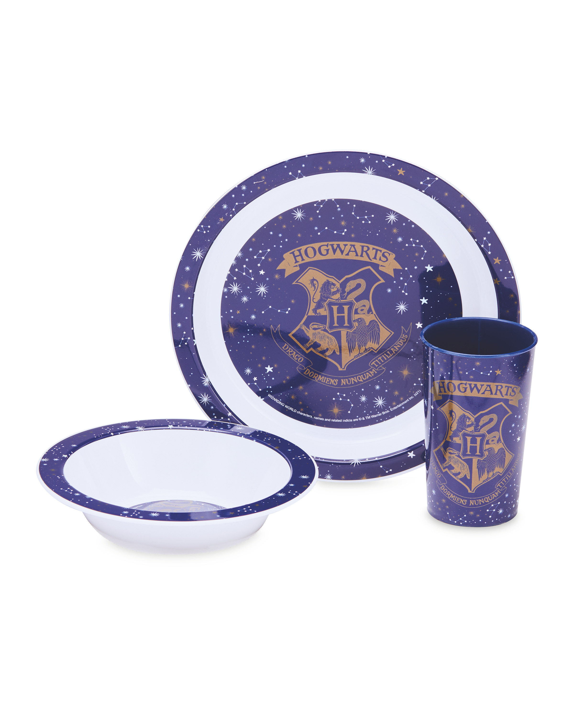 Harry Potter Kids Dinnerware Set  Blue 3 Piece Tableware for Boys