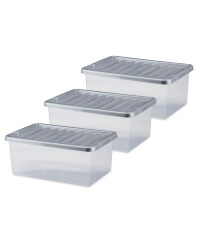 Premier 12L Storage Box 3 Pack - Silver