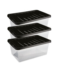 Premier 12L Storage Boxes 3 Pack - Black