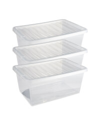 Premier 12L Storage Boxes 3 Pack - Clear