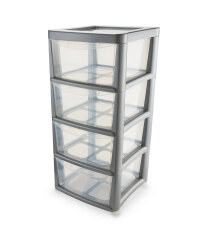 Premier 4 Drawer Storage Tower - Silver
