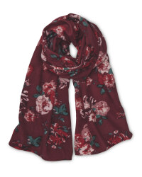 Avenue Ladies' Burgundy Floral Scarf