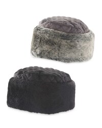 Quilted Hat With Faux Fur