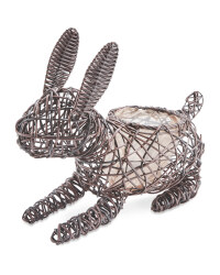 Rabbit Rattan Animal Planter - Chestnut