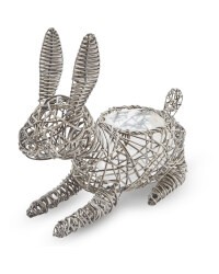 Rabbit Rattan Animal Planter - Slate