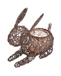 Rabbit Rattan Effect Animal Planter - Chestnut