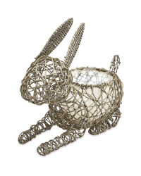 Rabbit Rattan Effect Animal Planter - Slate