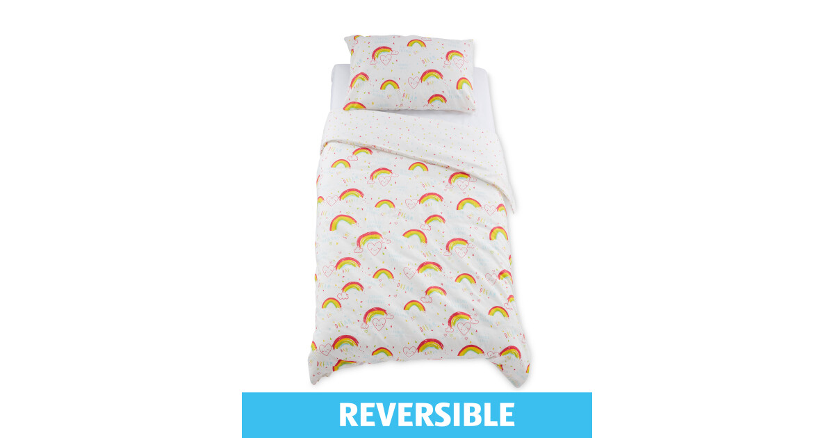 Rainbow Toddler Duvet Pillowcase Set Aldi Uk