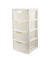 Rattan Effect 4-Drawer Tower - White