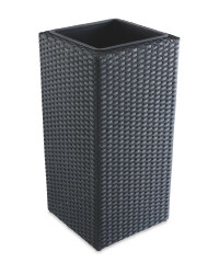 Rattan Effect Cubical Planter - Black