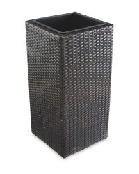 Rattan Effect Cubical Planter - Brown