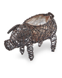 Gardenline Rattan Effect Pig Planter - Brown