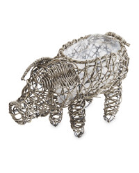 Gardenline Rattan Effect Pig Planter - Grey