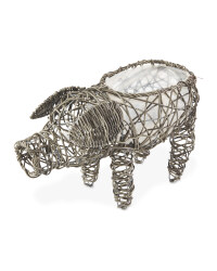 Rattan Effect Slate Pig Planter