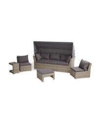 Rattan Effect Sofa Set with Canopy
