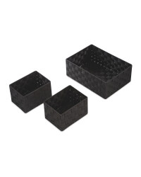 Rattan Effect Basket Set - Black