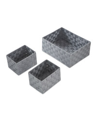 Rattan Effect Basket Set - Grey