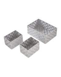 Rattan Effect Basket Set - Light Grey