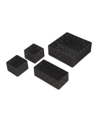 Rattan Effect Storage Boxes 4 Pack - Black